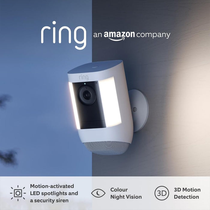 Ring White Spotlight Cam Pro, Battery Outdoor Camera | B09DRCXV4C Ring Euronics Ireland