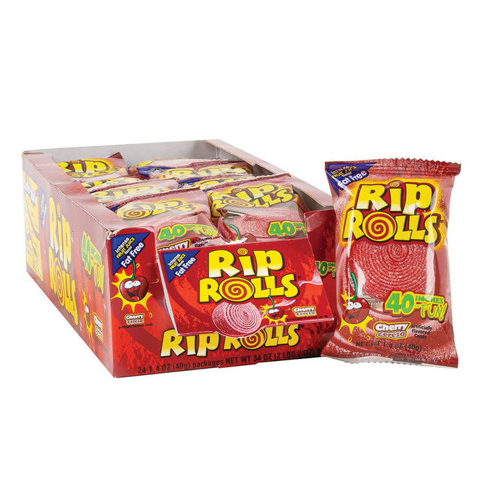 Rip Rolls Cherry Candy Rolls - 24 Count