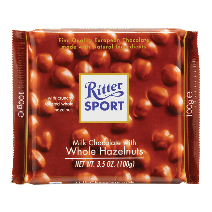 Ritter Sport Milk Chocolate Whole Hazelnuts Candy Bar - 10 Count