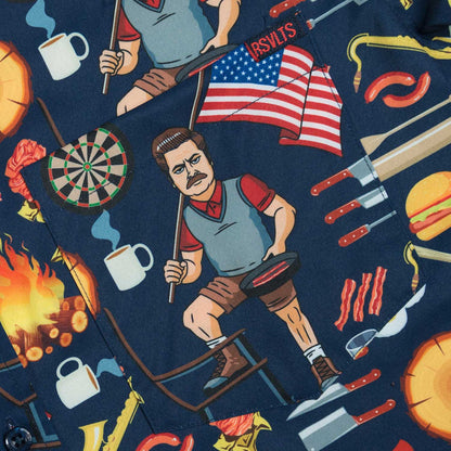 RSVLTS Parks and Rec Short Sleeve Shirt Ron Swanson's Shirt of Greatness – KUNUFLEX Short Sleeve Shirt