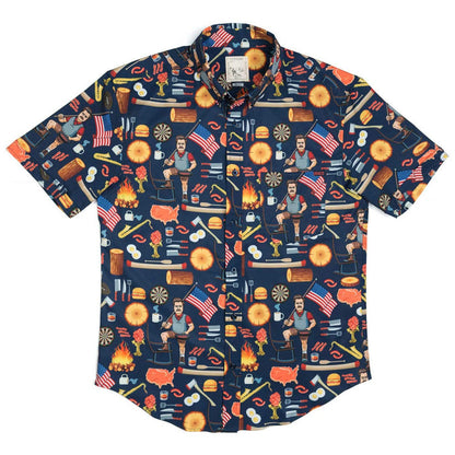 RSVLTS Parks and Rec Short Sleeve Shirt Ron Swanson's Shirt of Greatness – KUNUFLEX Short Sleeve Shirt