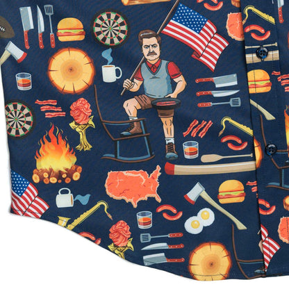 RSVLTS Parks and Rec Short Sleeve Shirt Ron Swanson's Shirt of Greatness – KUNUFLEX Short Sleeve Shirt