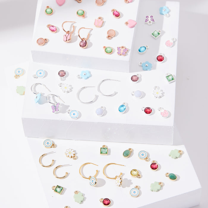 Rose Hoop Earring Charm, Circle