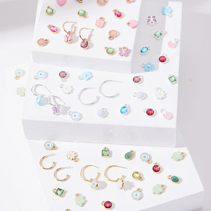 Rose Hoop Earring Charm, Circle