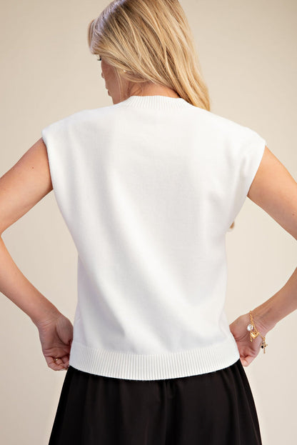 Round Neck Sleeveless Knit Top