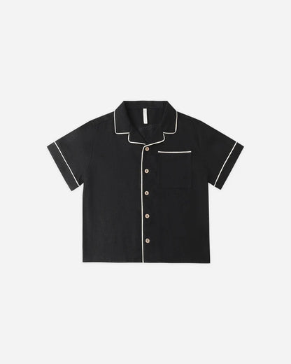 Rylee + Cru Lapel Collard Shirt, Black