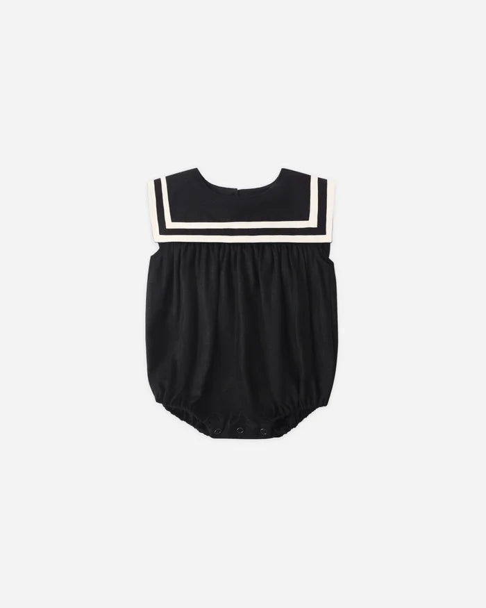 Rylee + Cru Sailor Romper, Black