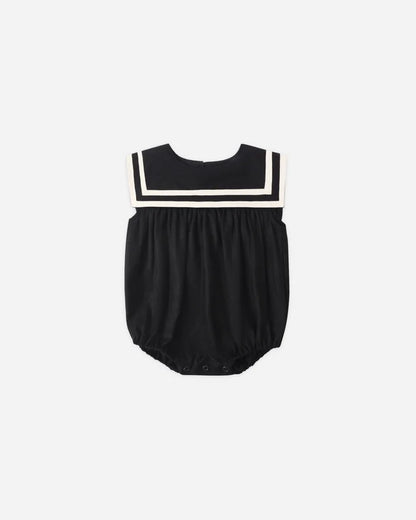 Rylee + Cru Sailor Romper, Black