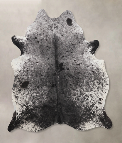 Salt and Pepper Black Cowhide Rug #B10915