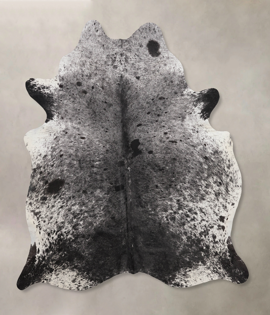 Salt and Pepper Black Cowhide Rug #B10915