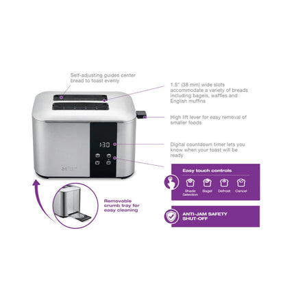 SALTON ET2075 Stainless Steel Digital Countdown Toaster 2 Slice
