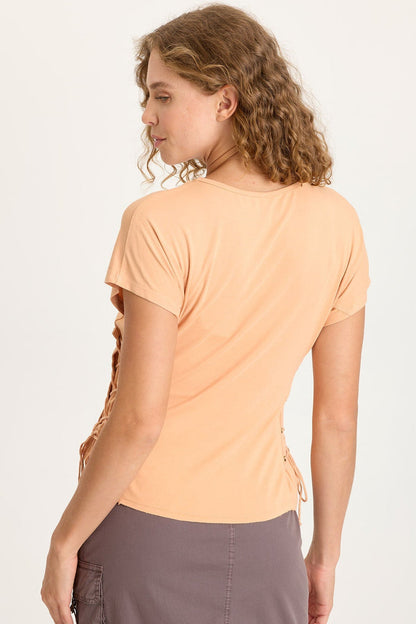 XCVI Sandro Jersey Lace-Up Top
