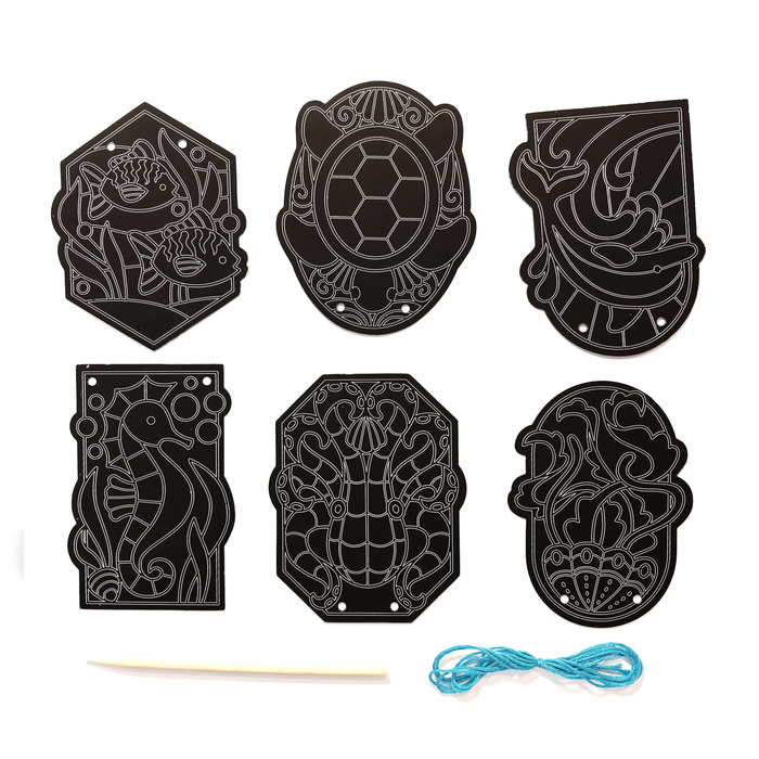 Scratch & Scribble Mini Window Banner Kit - Ocean - 6 Cards