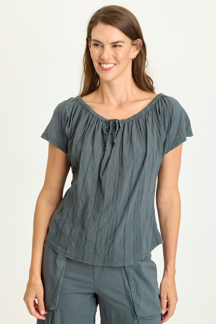 Wearables Selda Textured Gauze Cinched Top
