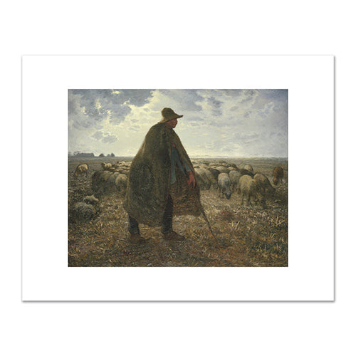 Jean-François Millet, Shepherd Tending His Flock, early 1860s, Brooklyn Museum. Fine Art Prints in various sizes by Museums.Co