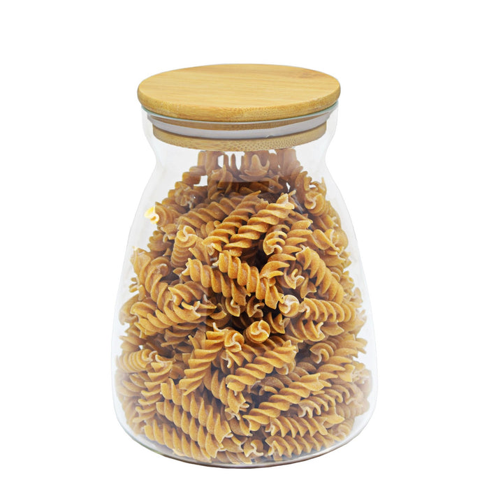 Siena Medium Borosilicate Canister With Bamboo Lid - Clear