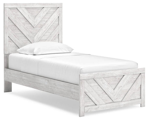 Signature Design Whitewash Twin Panel Bed