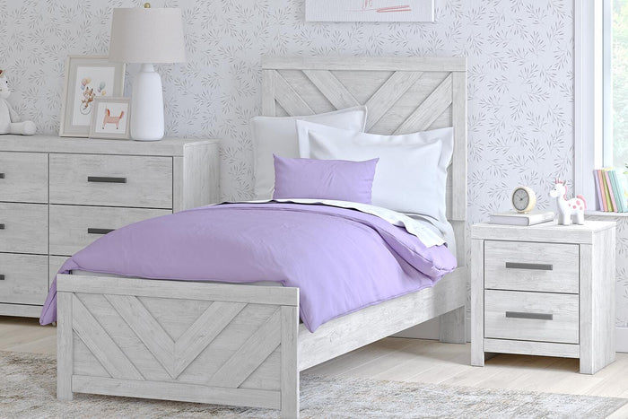 Signature Design Whitewash Twin Panel Bed