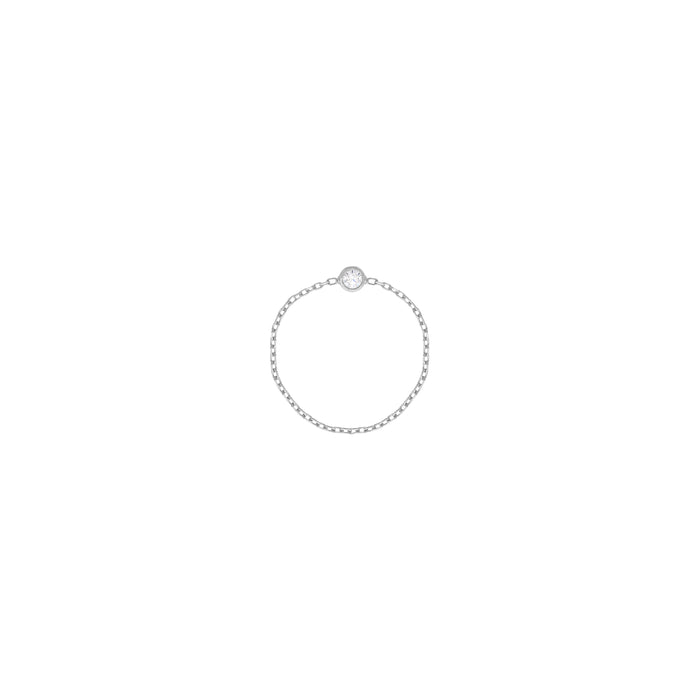 Simple Diamond Chain Ring in 18k White Gold