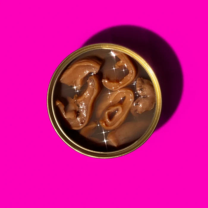 Can of food on a pink background
