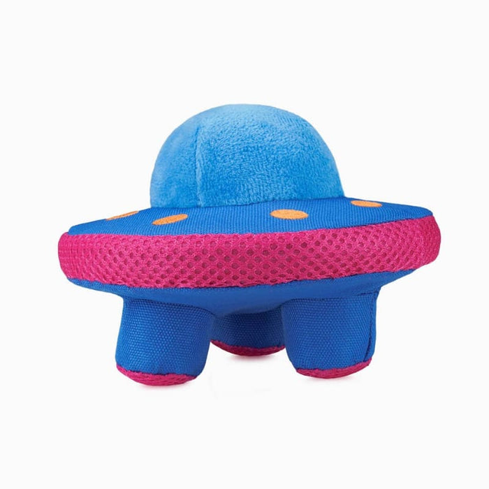 Hugsmart Products Inc dog toys Space Paws Blue Pink UFO Plush Dog Toy