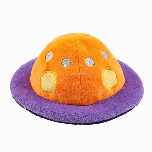 Hugsmart Products Inc dog toys Space Paws Purple Orange Flip the UFO Plush Dog Toy
