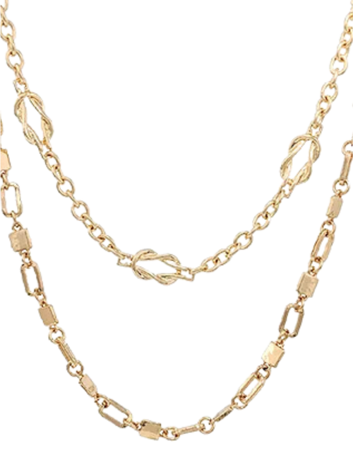 Square & Clip Chain Linked Dual Necklace