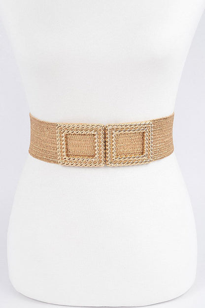 Square Double Buckle Stretch Belt