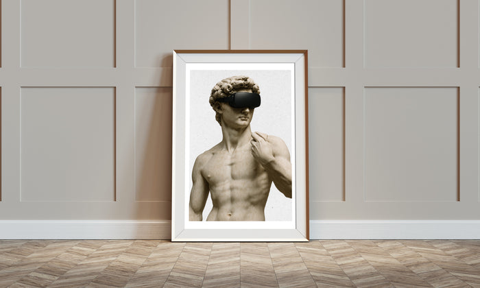 Statue with VR Headset – “New World Gaze” Poster
