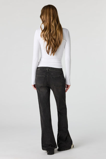 Stretch Low Rise Relaxed Flare Jean