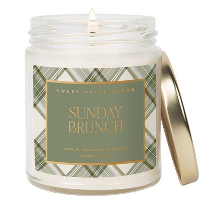 Sunday Brunch Soy Candle - Clear Patterned Jar - 9 oz - Sweet Water Decor - Candles