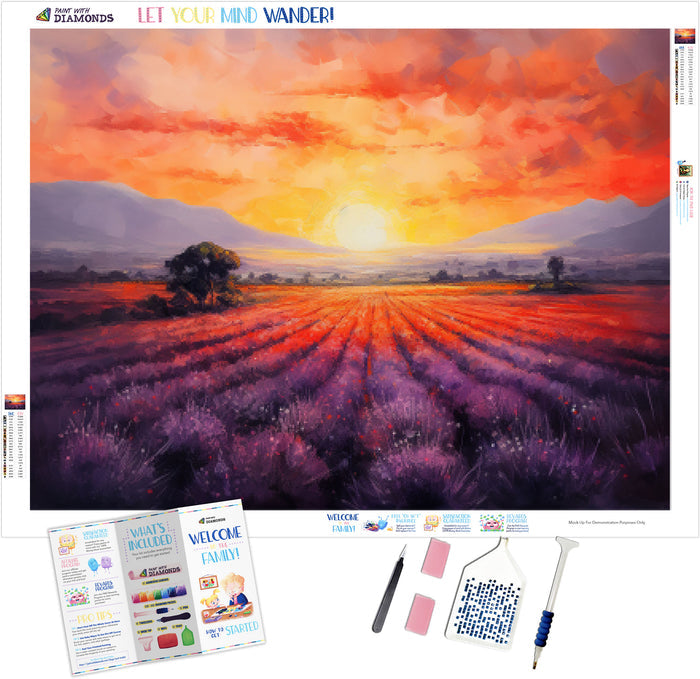 Sunset Over a Lavender Field