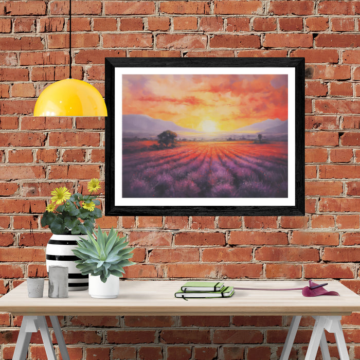Sunset Over a Lavender Field