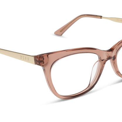diff eyewear sylvia cat eye prescription glasses with a cafe ole brown acetate frame detailed view