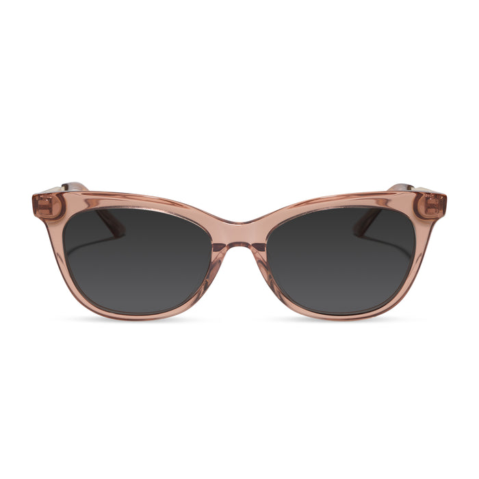 diff eyewear sylvia cat eye prescription sunglasses with a cafe ole brown acetate frame front view