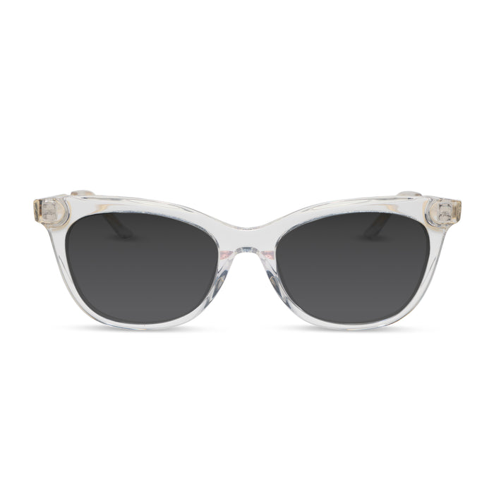 diff eyewear featuring the sylvia cateye prescription sunglasses with a crystal clear frame front view