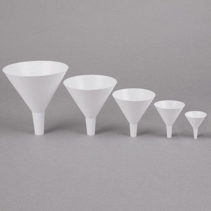 Tablecraft  5-Piece White Plastic Funnel Set This Tablecraft 5 white plastic funnel set is a necessity for any kitchen or restaurant-TABL-5 Hannah's Variety Store