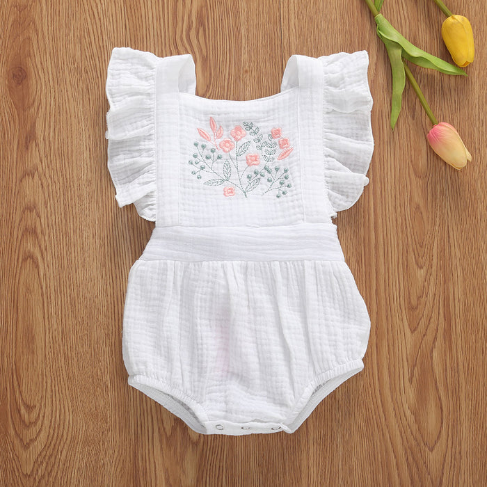 THEA Embroidered Ruffle Romper
