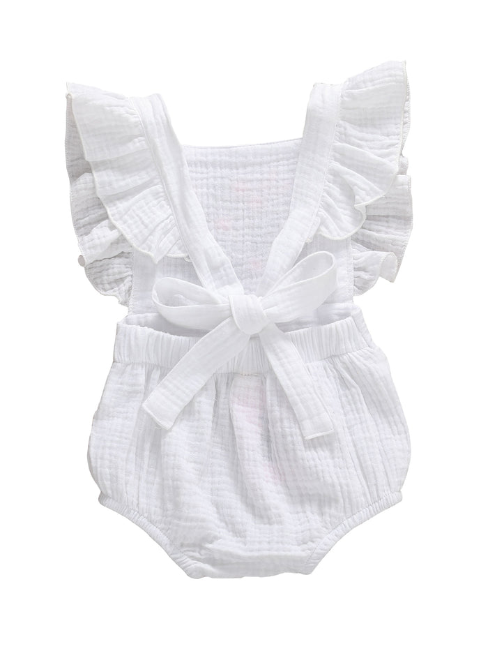 THEA Embroidered Ruffle Romper