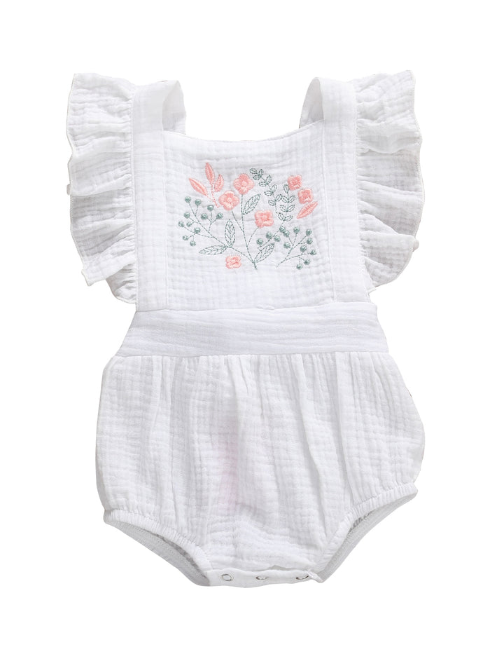THEA Embroidered Ruffle Romper