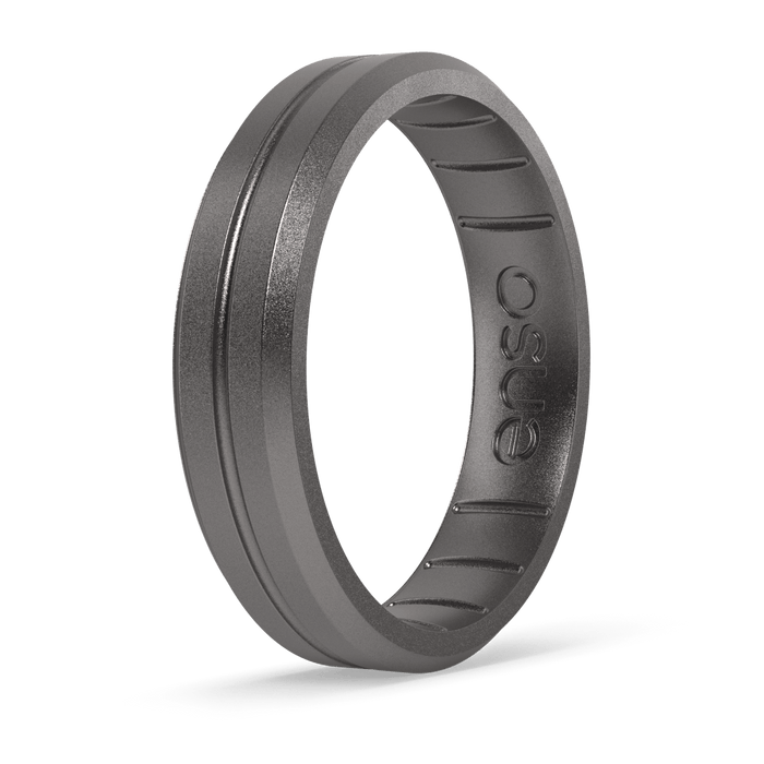 Elements Contour Thin Silicone Ring - Platinum
