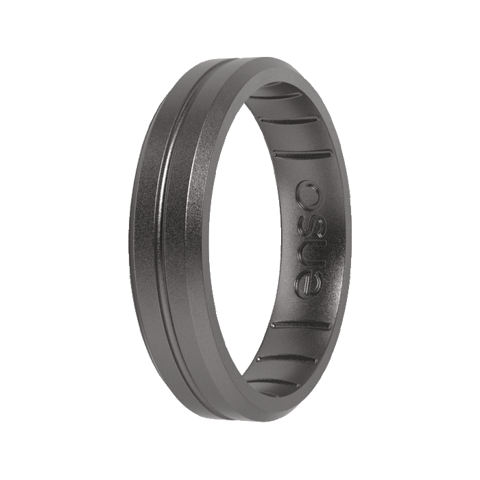 Elements Contour Thin Silicone Ring - Platinum
