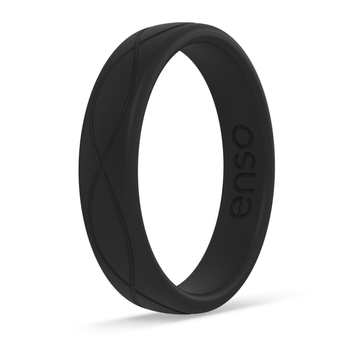 Infinity Thin Silicone Ring - Obsidian