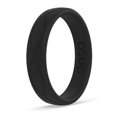 Infinity Thin Silicone Ring - Obsidian