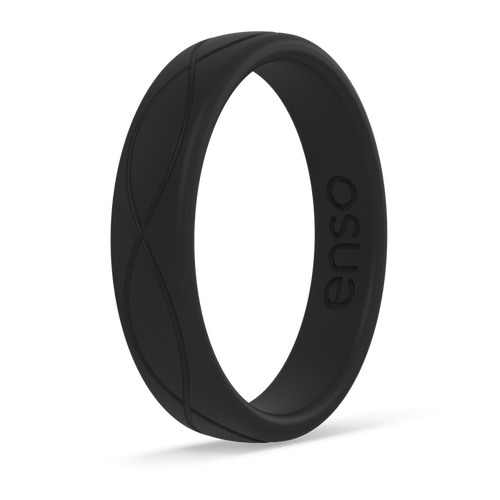 Infinity Thin Silicone Ring - Obsidian