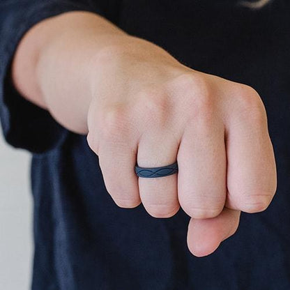 Infinity Thin Silicone Ring - Obsidian