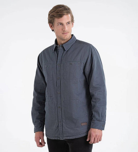 Thorogood Men's Crafted Herringbone Utility Snap Shirt Jac Jackets & Coats Thorogood Vintage Slate 2XL Reg