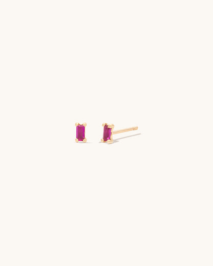 Tiny Pink Sapphire Baguette Studs