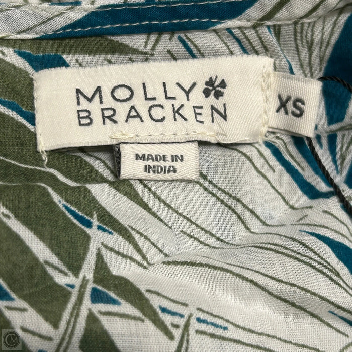 Top 3/4 Sleeve By Molly Bracken In Blue & Green, Size: Xs