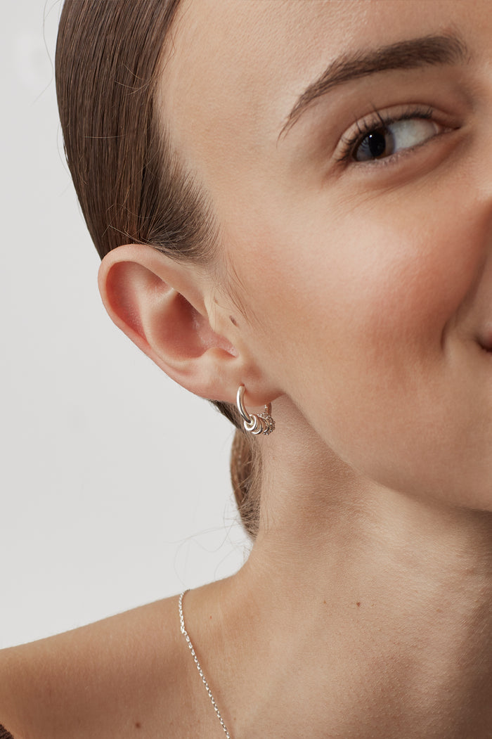 Triple Disc CZ Hoop Earrings
